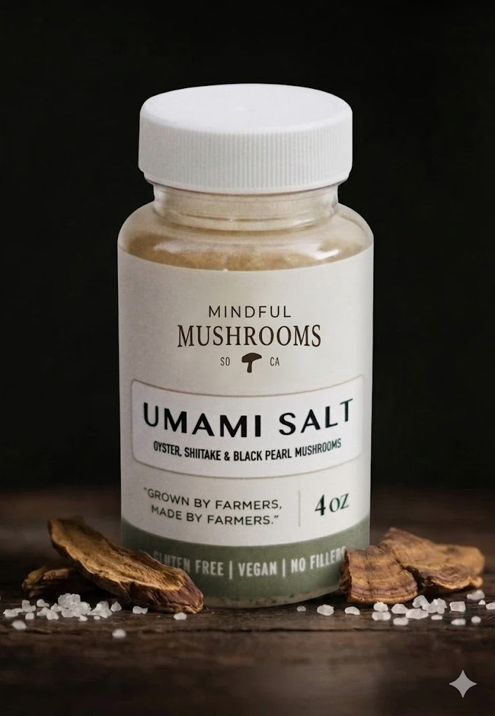 Umami Salt - Oyster, Shiitake & Black Pearl Mushrooms - 4oz jar